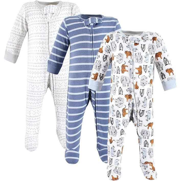 Touched By Nature Unisex Baby Organic Cotton Long-Sleeve Bodysuits, Blue Peanut, Preemie